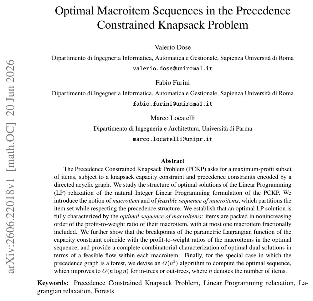 Optimal Macroitem Sequences in the Precedence Constrained Knapsack Problem Figure 1