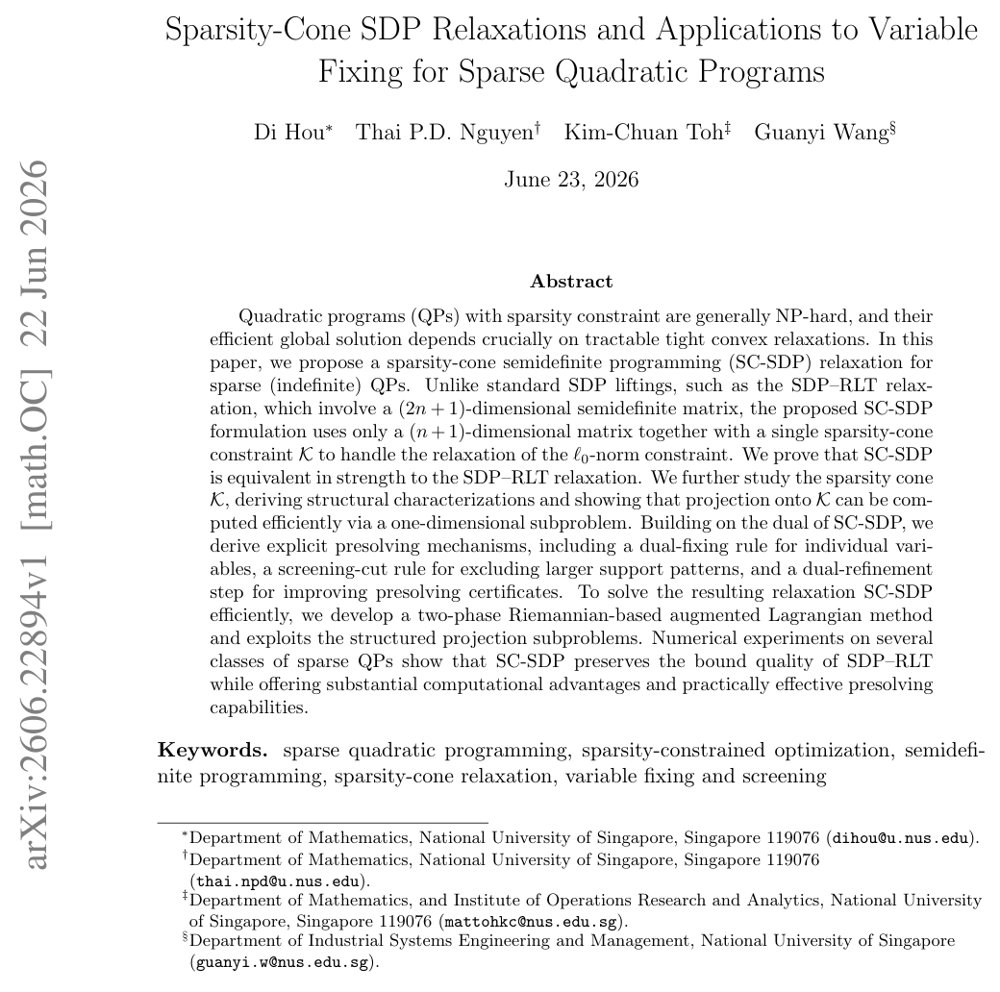 Sparsity-Cone SDP Relaxations and Applications to Variable Fixing for Sparse Quadratic Programs Figure 1