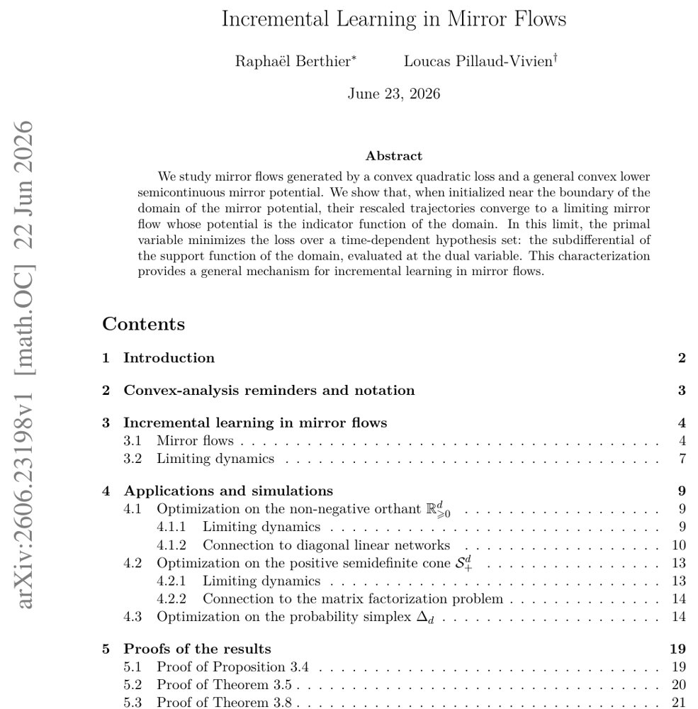 Incremental Learning in Mirror Flows Figure 1