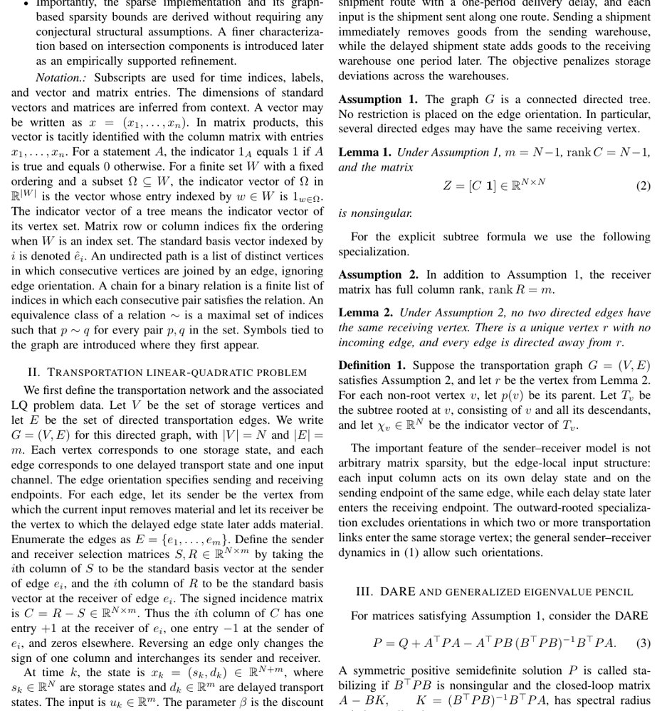 Sparse Feedback Implementation for Sender-Receiver Transportation Linear-Quadratic Control Figure 1