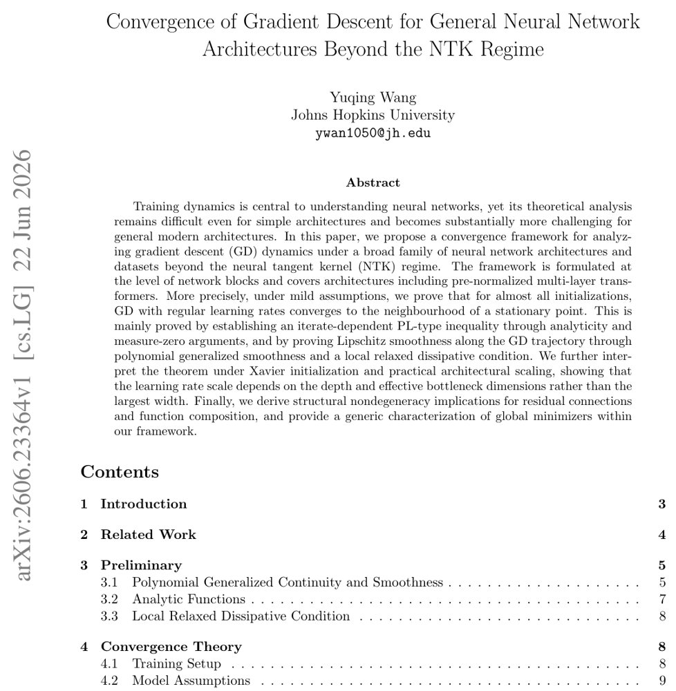 Convergence of Gradient Descent for General Neural Network Architectures Beyond the NTK Regime Figure 1