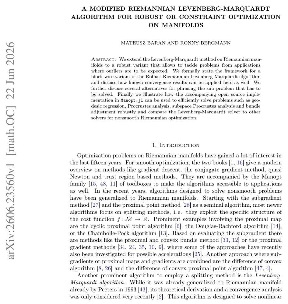 A modified Riemannian Levenberg-Marquardt Algorithm for robust or constraint optimization on manifolds Figure 1