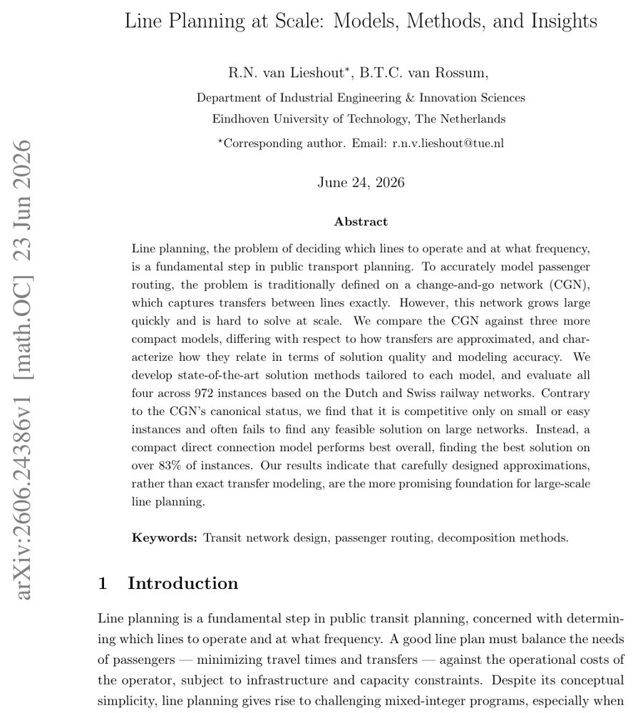 Line Planning at Scale: Models, Methods and Insights Figure 1