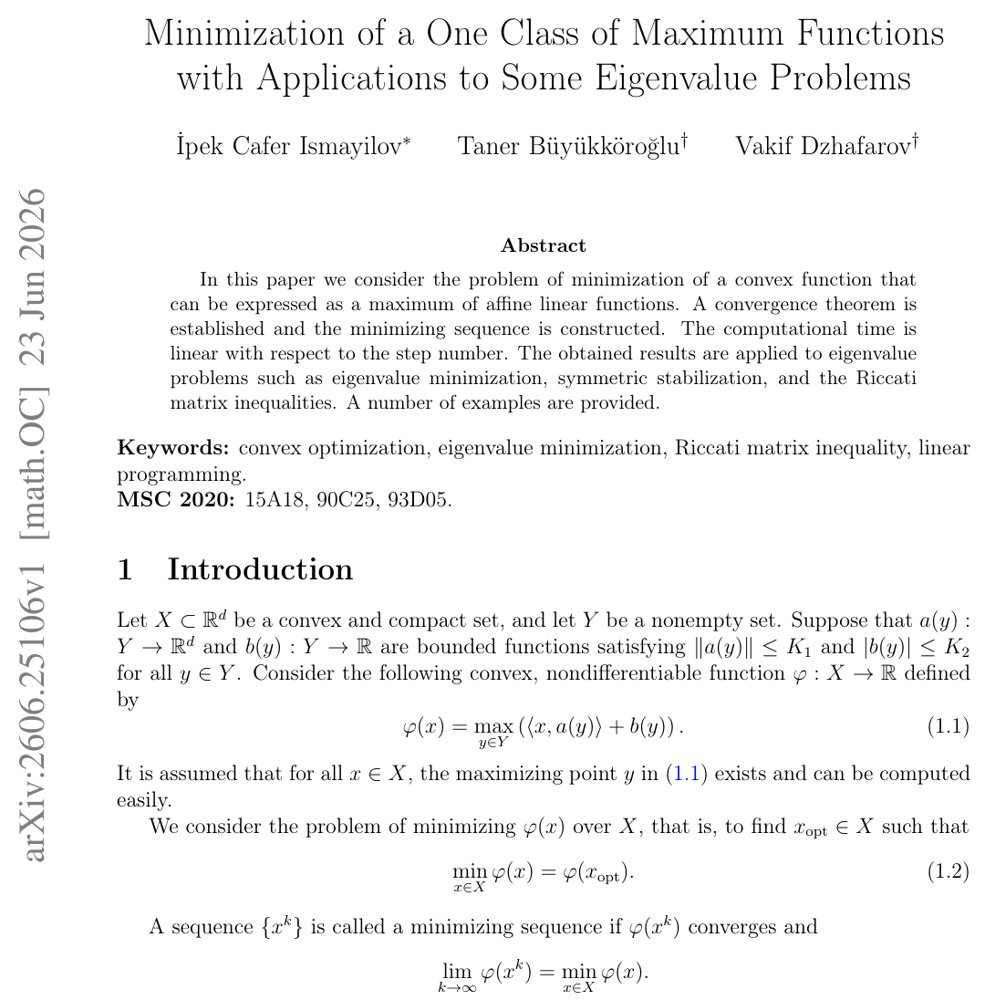Minimization of a One Class of Maximum Functions with Applications to Some Eigenvalue Problems Figure 1