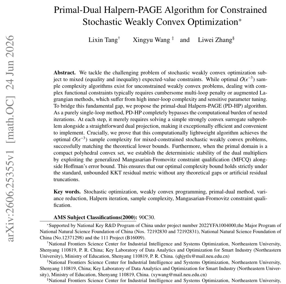 Primal-Dual Halpern-PAGE Algorithm for Constrained Stochastic Weakly Convex Optimization Figure 1