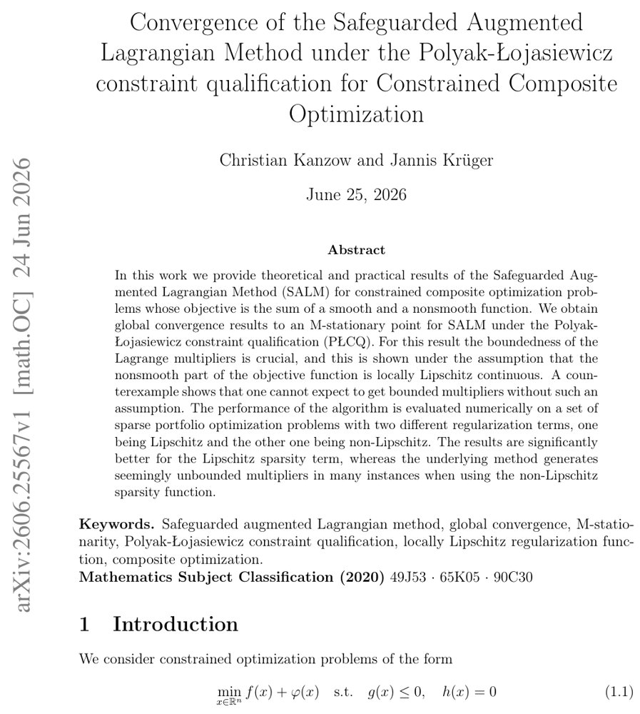 Convergence of the Safeguarded Augmented Lagrangian Method under the Polyak-Lojasiewicz constraint qualification for Constrained Composite Optimization Figure 1