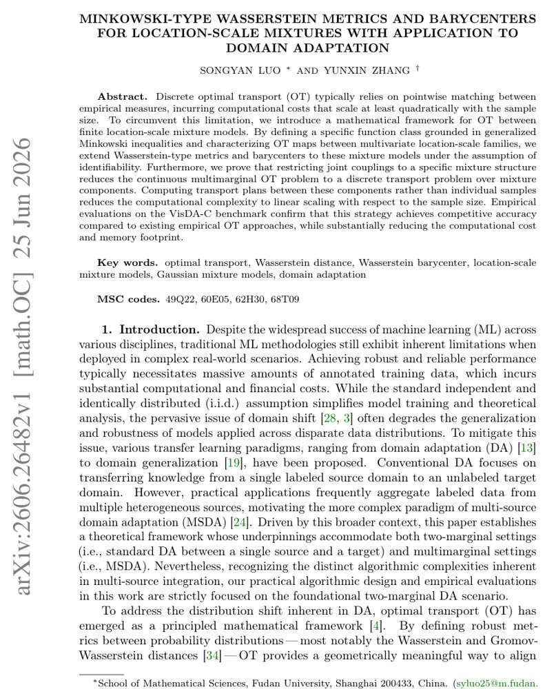 Minkowski-Type Wasserstein Metrics and Barycenters for Location-Scale Mixtures with Application to Domain Adaptation Figure 1