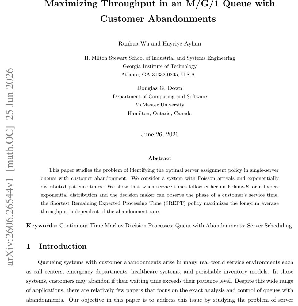 Maximizing Throughput in an M/G/1 Queue with Customer Abandonments Figure 1