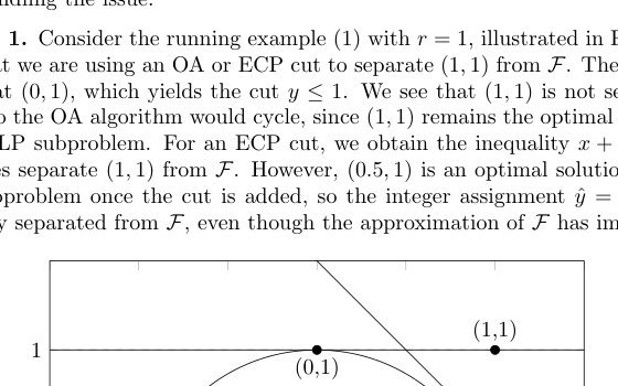 Separation, Constraint Qualifications, and Cycling in Outer Approximation Figure 1