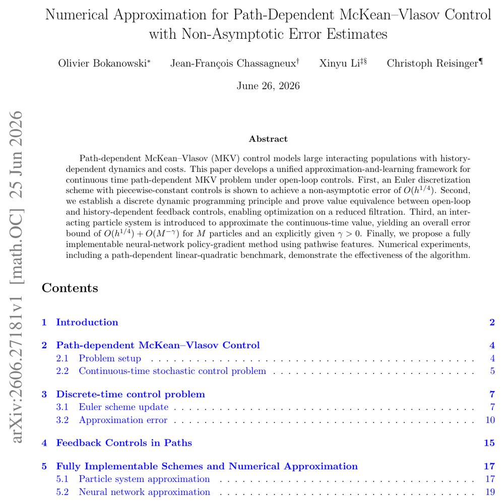 Numerical Approximation for Path-Dependent McKean-Vlasov Control with Non-Asymptotic Error Estimates Figure 1
