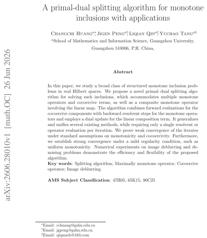 A primal-dual splitting algorithm for monotone inclusions with applications Figure 1