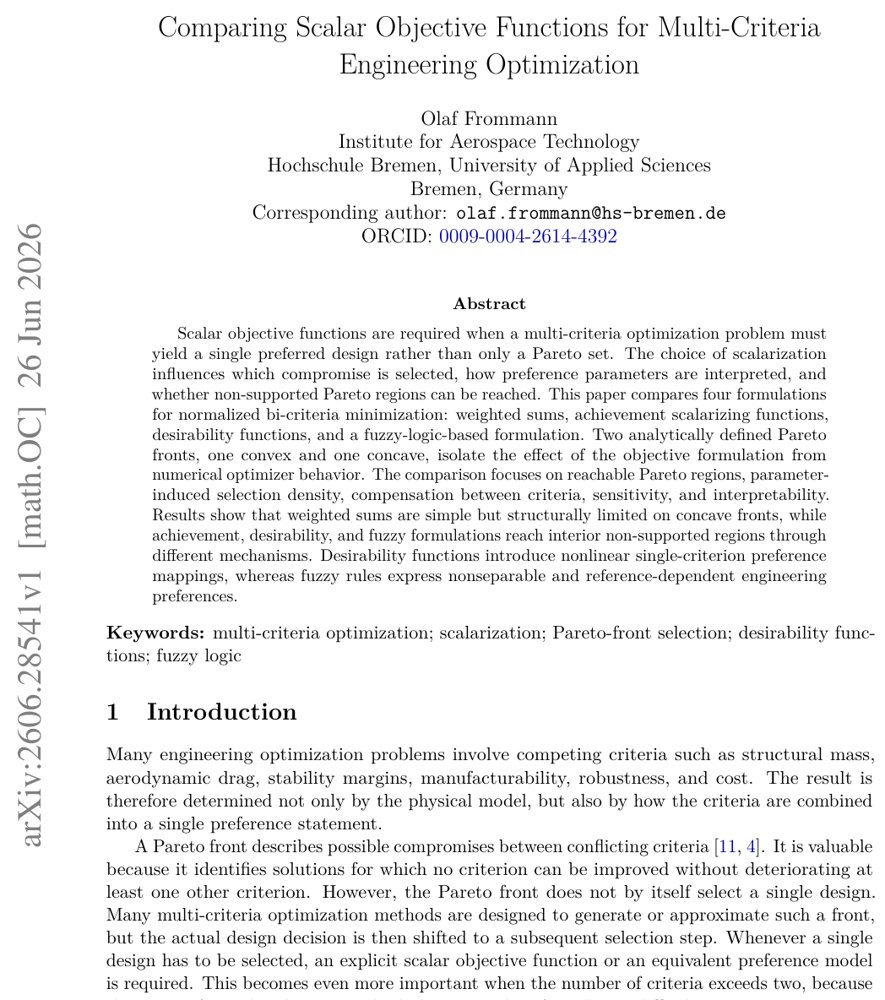 Comparing Scalar Objective Functions for Multi-Criteria Engineering Optimization Figure 1