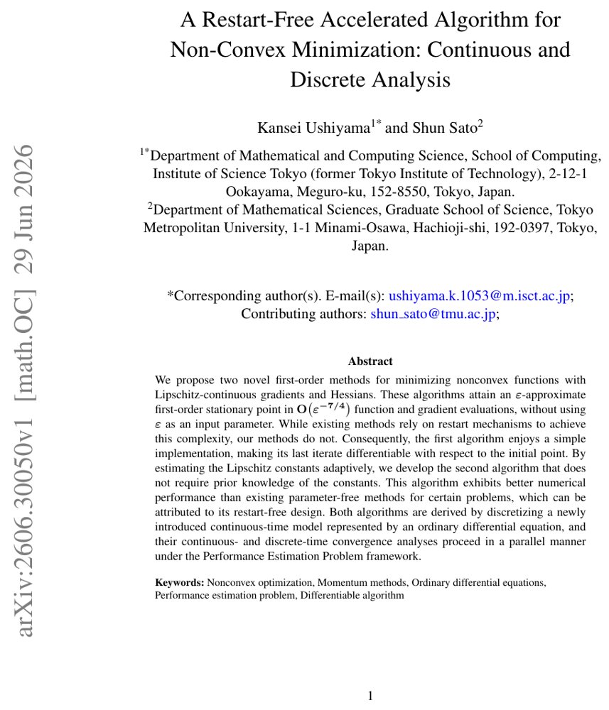 A Restart-Free Accelerated Algorithm for Non-Convex Minimization: Continuous and Discrete Analysis Figure 1