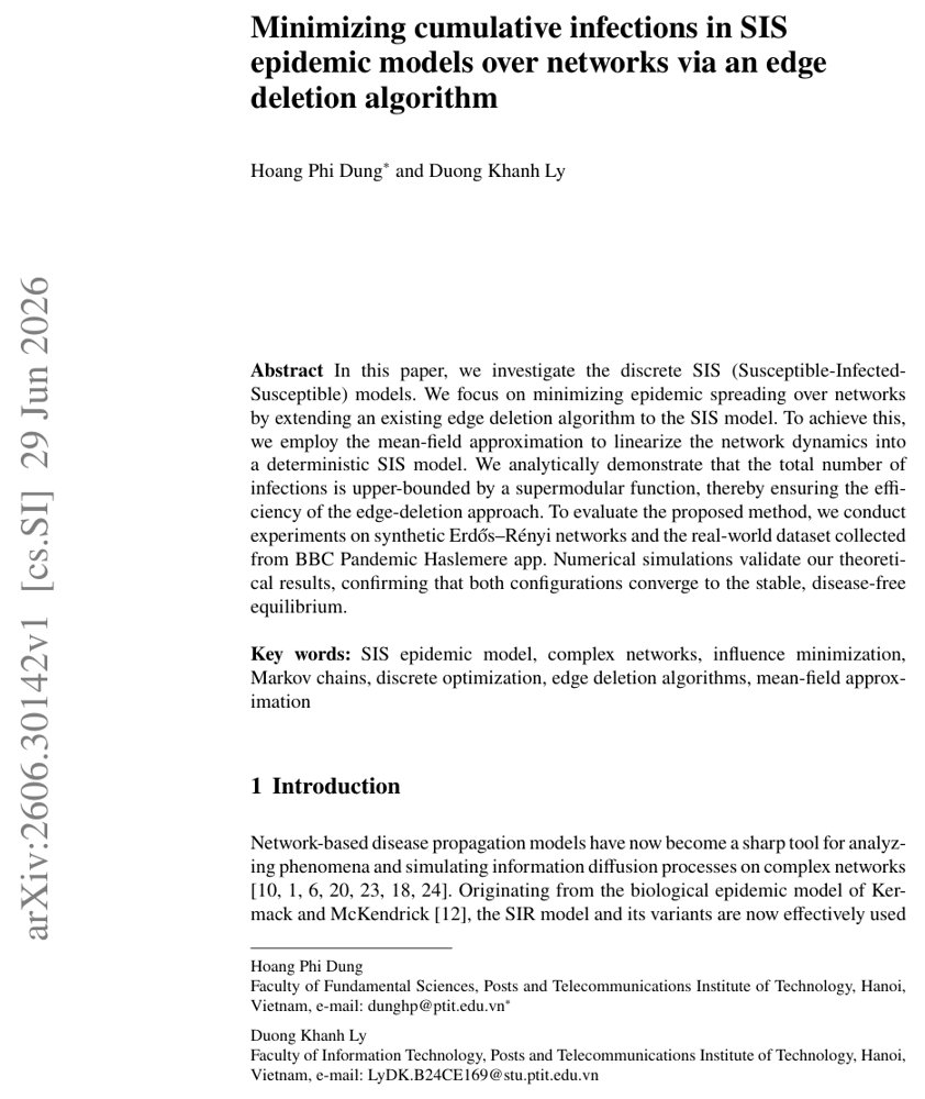 Minimizing cumulative infections in SIS epidemic models over networks via an edge deletion algorithm Figure 1