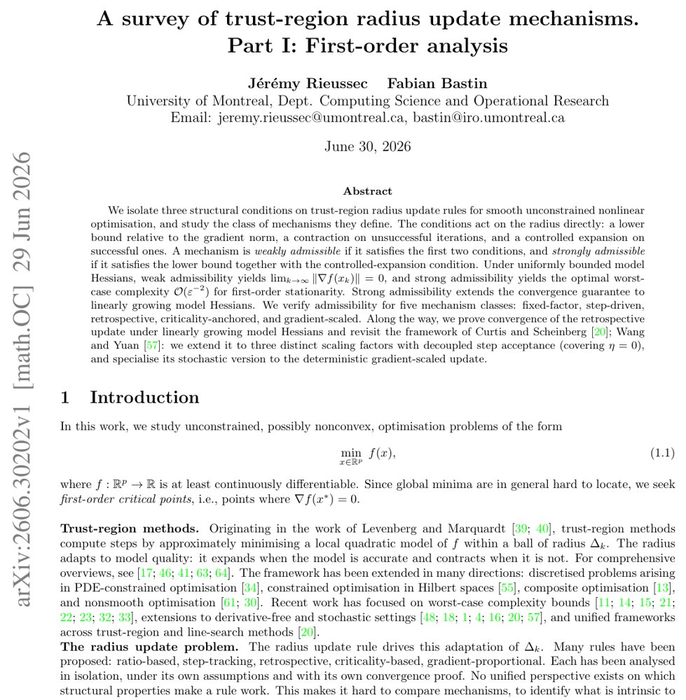 A survey of trust-region radius update mechanisms. Part I: First-order analysis Figure 1