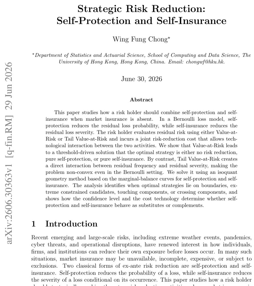 Strategic Risk Reduction: Self-Protection and Self-Insurance Figure 1
