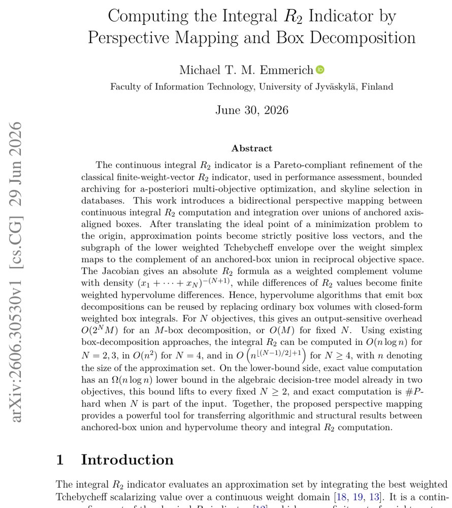 Computing the Integral R2 Indicator by Perspective Mapping and Box Decomposition Figure 1