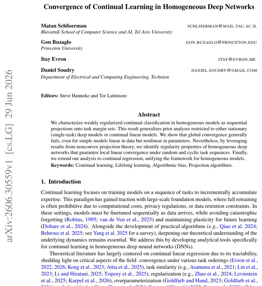 Convergence of Continual Learning in Homogeneous Deep Networks Figure 1