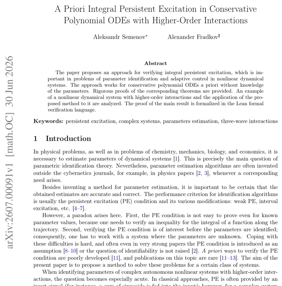 A Priori Integral Persistent Excitation in Conservative Polynomial ODEs with Higher-Order Interactions Figure 1