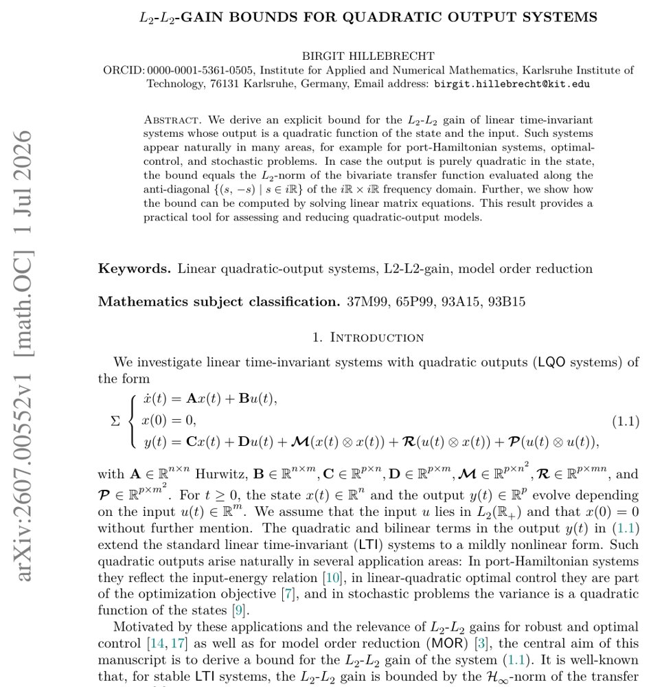 L2-L2-gain bounds for quadratic output systems Figure 1