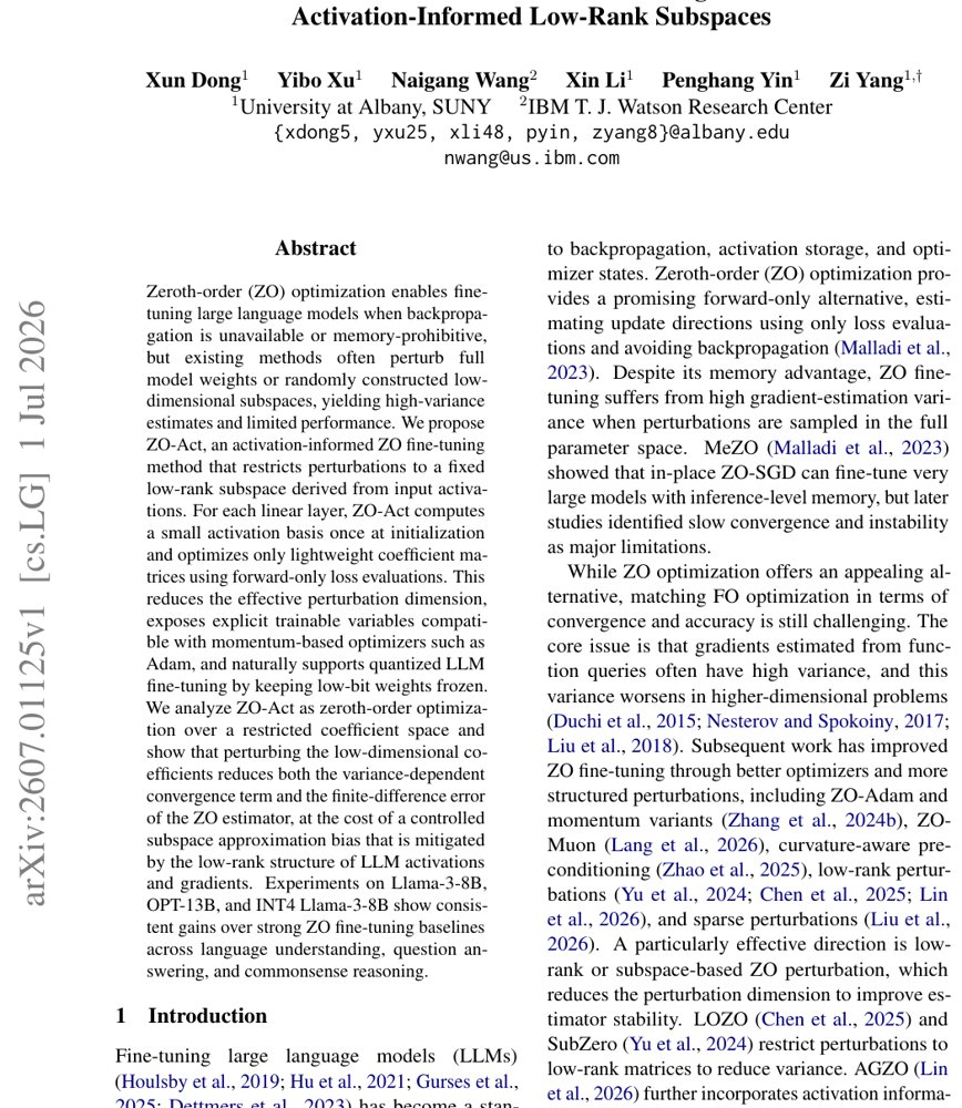 ZO-Act: Efficient Zeroth-Order Fine-Tuning via One-Shot Activation-Informed Low-Rank Subspaces Figure 1