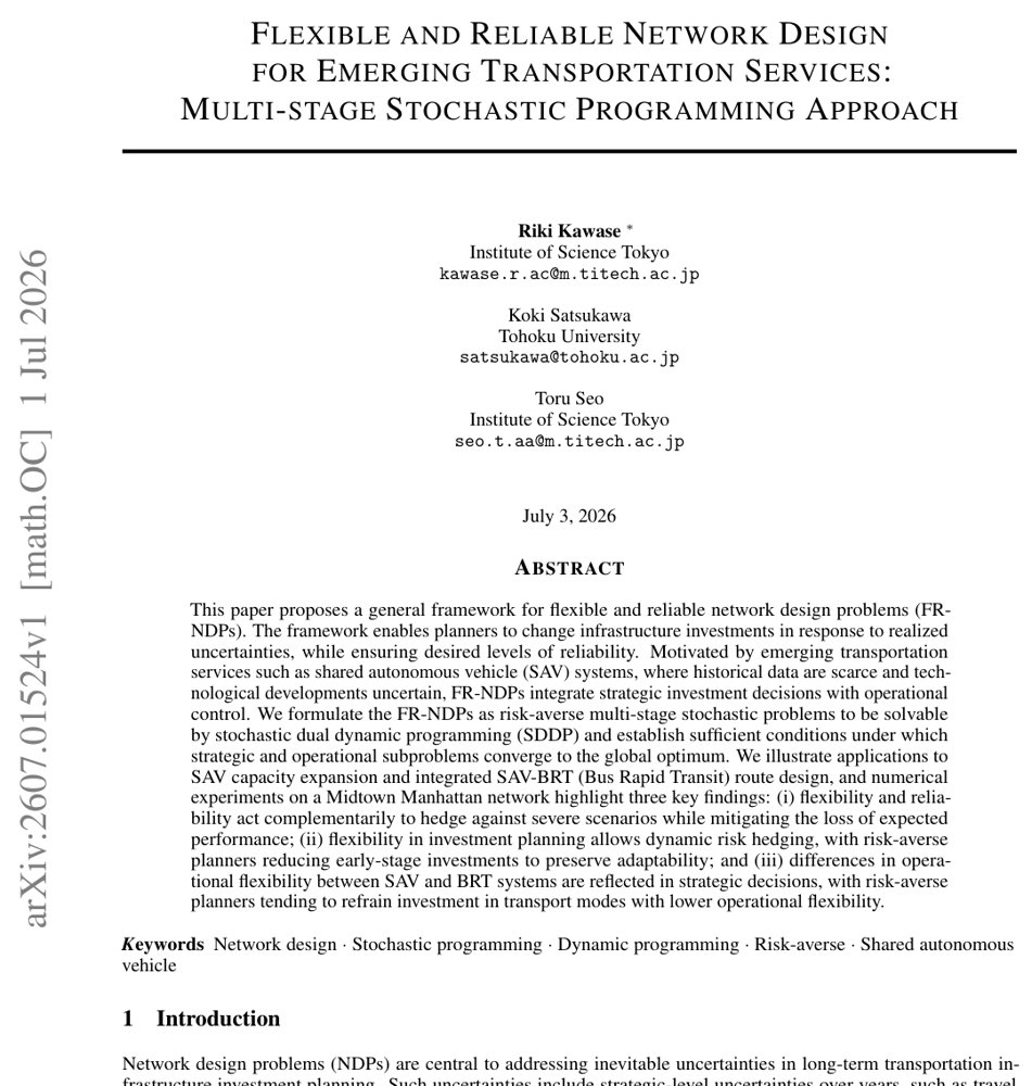 Flexible and Reliable Network Design for Emerging Transportation Services: Multi-stage Stochastic Programming Approach Figure 1