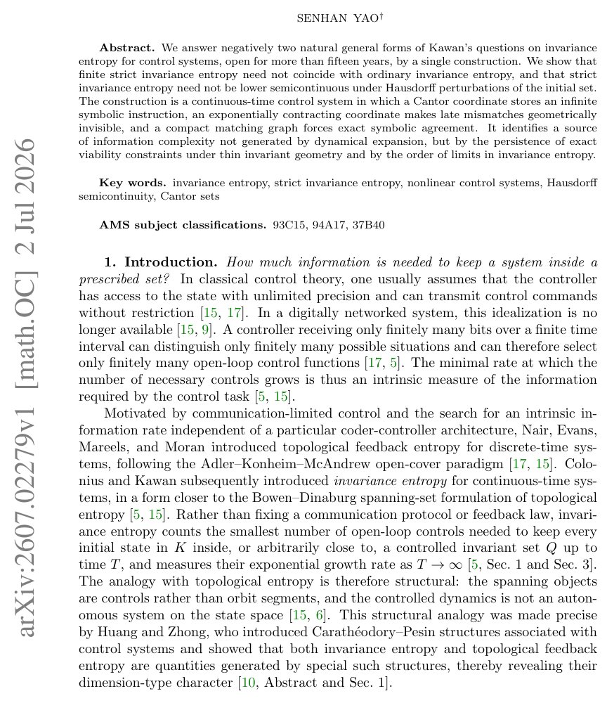 Invariance Entropy in the Dust Figure 1