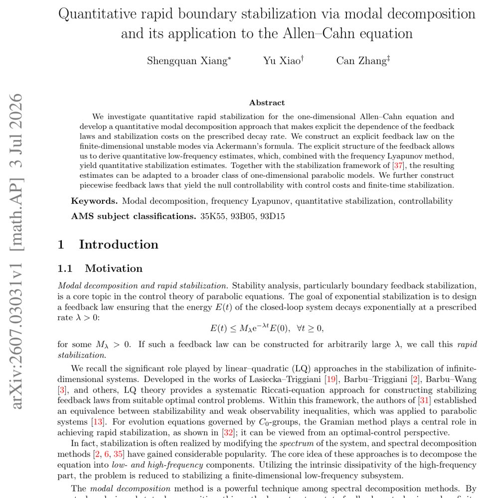 Quantitative rapid boundary stabilization via modal decomposition and its application to the Allen-Cahn equation Figure 1