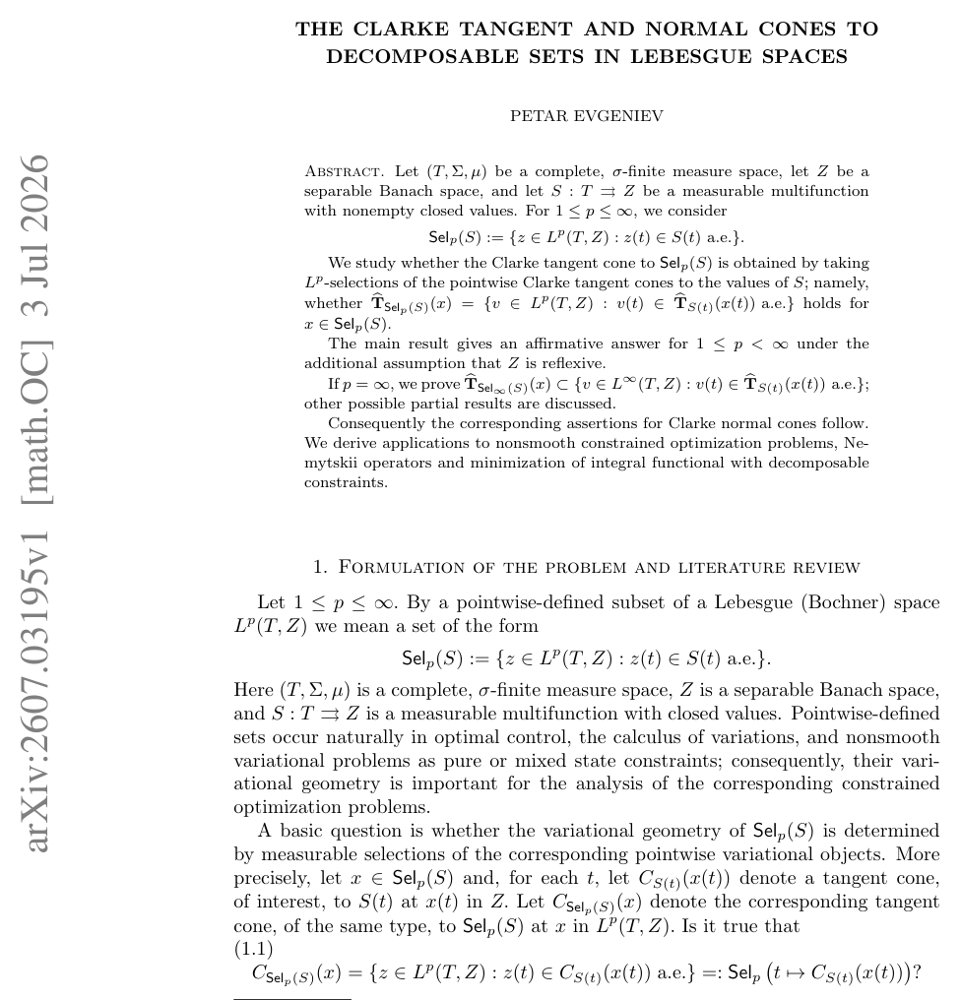 The Clarke tangent and normal cones to decomposable sets in Lebesgue spaces Figure 1