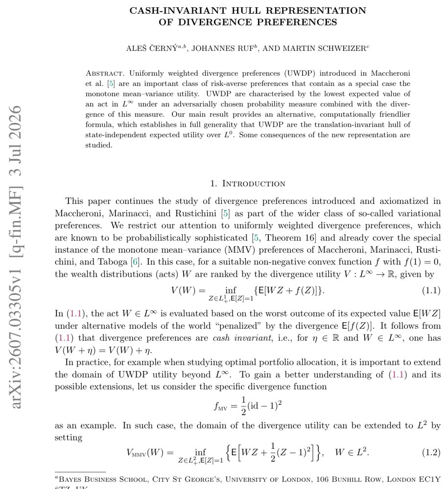 Cash-invariant hull representation of divergence preferences Figure 1
