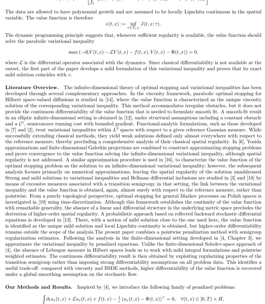 Continuous Differentiability of the Value Function for Infinite-Dimensional Finite-Horizon Optimal Stopping and Related Variational Inequalities Figure 1