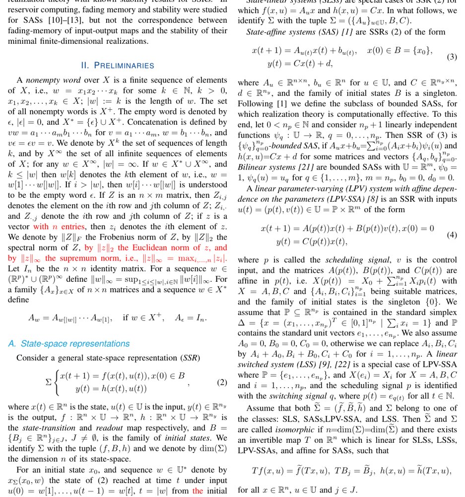 Stability of input-output maps and their minimal realizations in state-linear, state-affine, LPV, and linear switched systems Figure 1