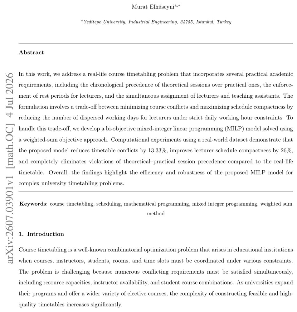 Course timetabling under conflict and lecturer preferences using bi-objective optimization model Figure 1