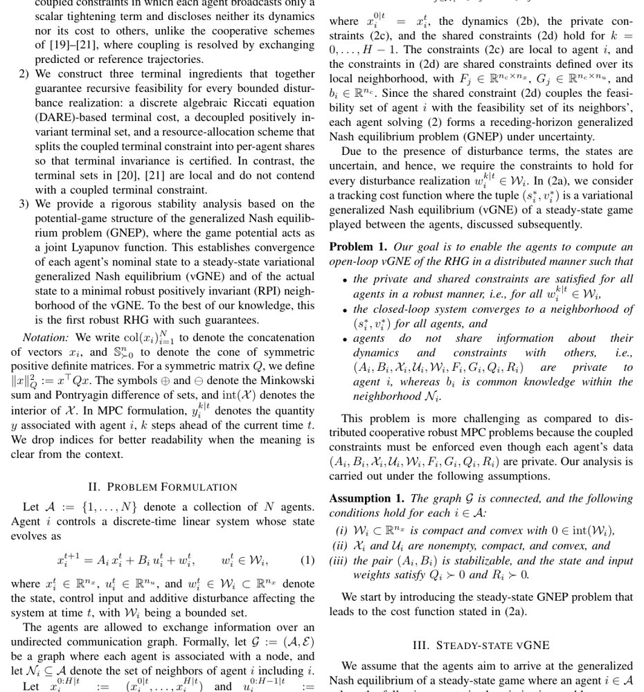 Robust Receding Horizon Games with Additive Uncertainty Figure 1