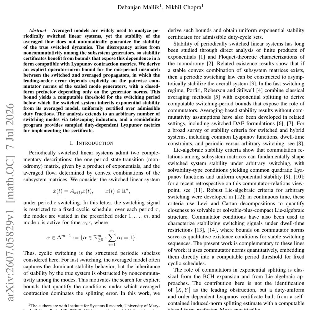 Commutator-Driven Stability Bounds for Periodic Switching Figure 1