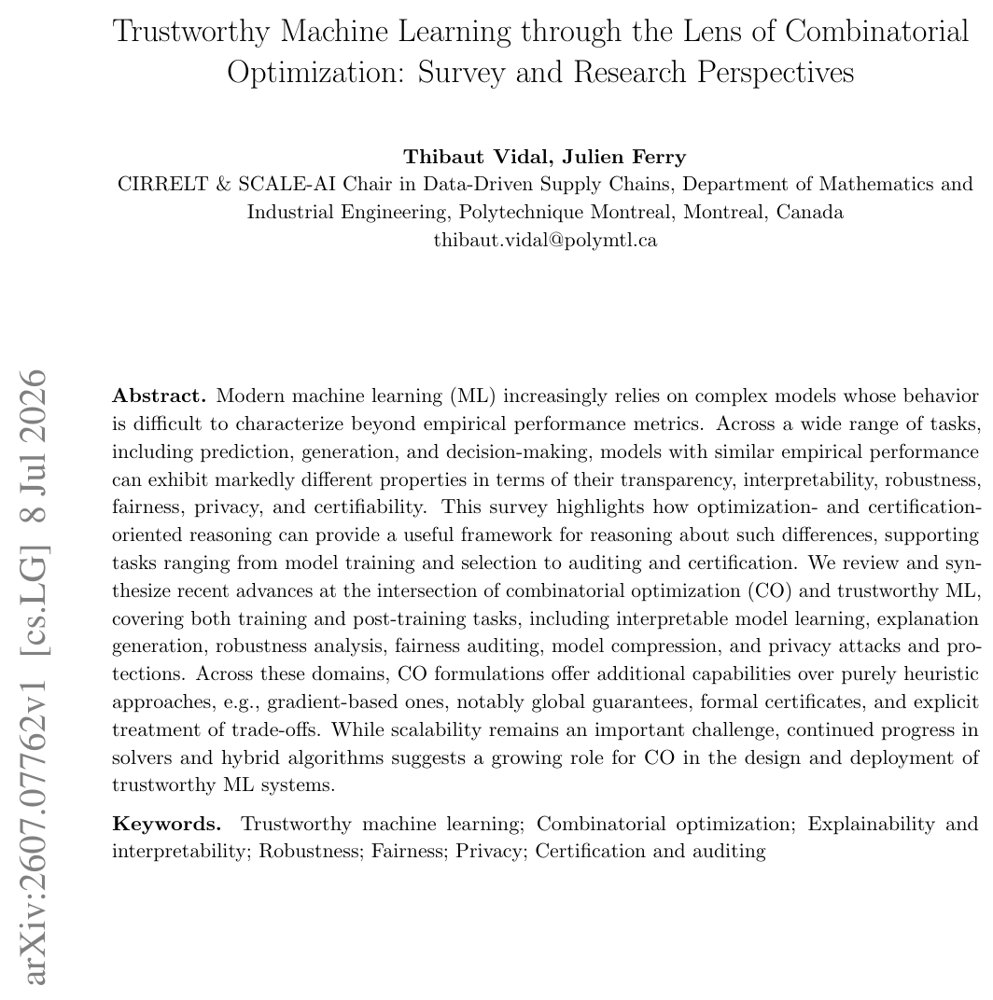 Trustworthy Machine Learning through the Lens of Combinatorial Optimization: Survey and Research Perspectives Figure 1