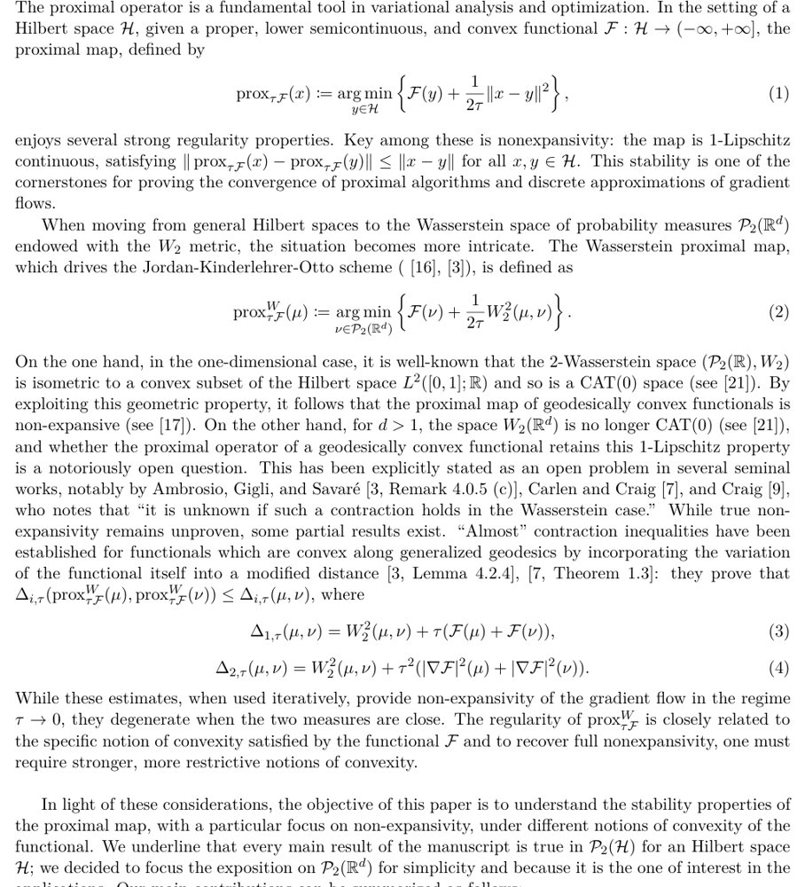 On the stability of proximal operators in Wasserstein spaces under different notions of convexity Figure 1