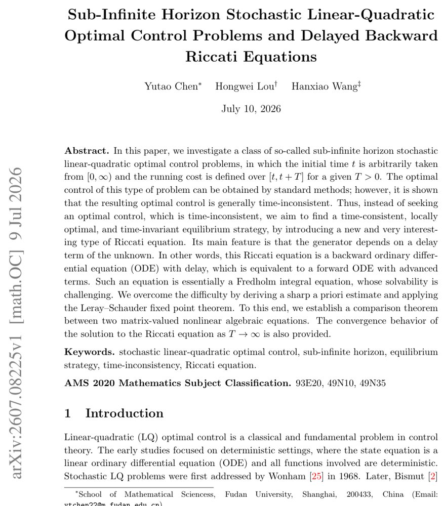 Sub-Infinite Horizon Stochastic Linear-Quadratic Optimal Control Problems and Delayed Backward Riccati Equations Figure 1