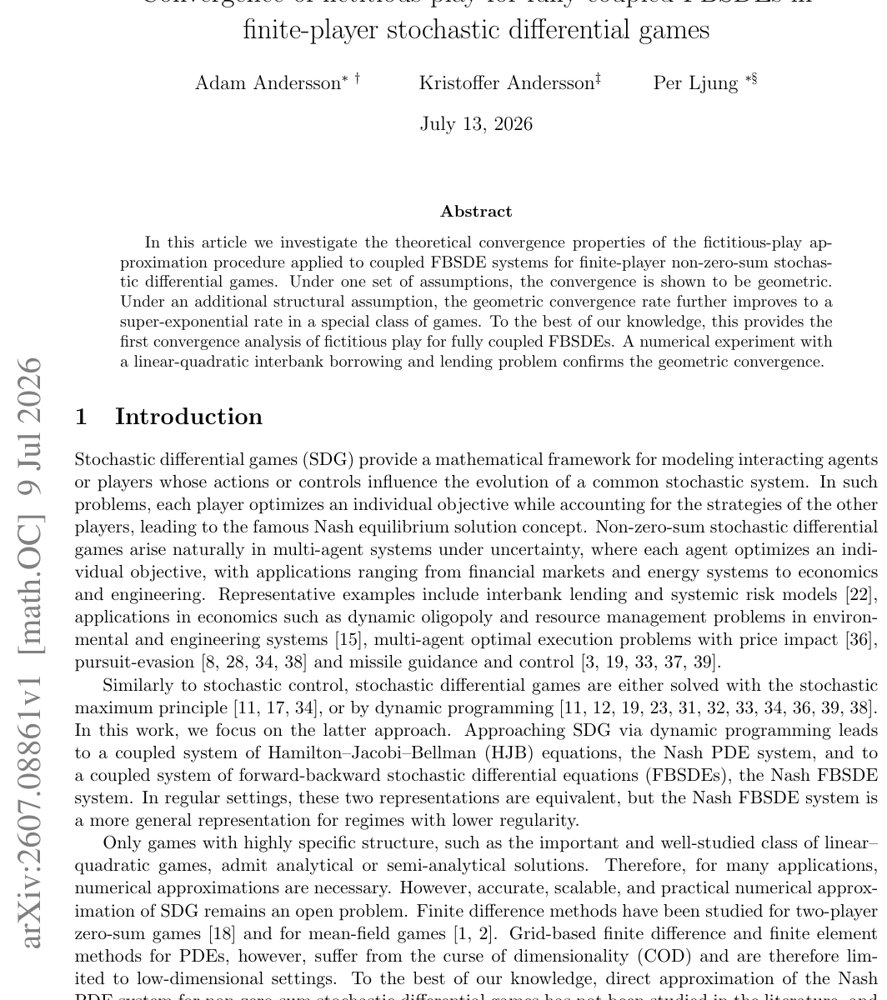 Convergence of fictitious play for fully coupled FBSDEs in finite-player stochastic differential games Figure 1