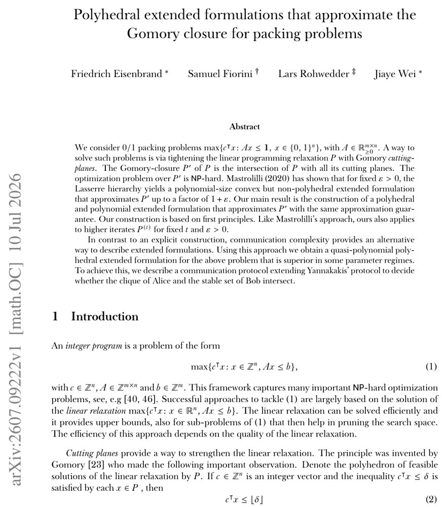 Polyhedral extended formulations that approximate the Gomory closure for packing problems Figure 1