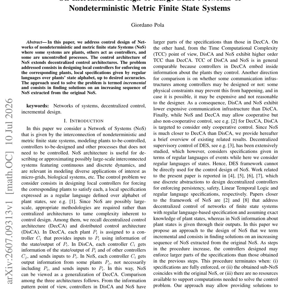 On Incremental Design of Large-Scale Networks of Nondeterministic Metric Finite State Systems Figure 1