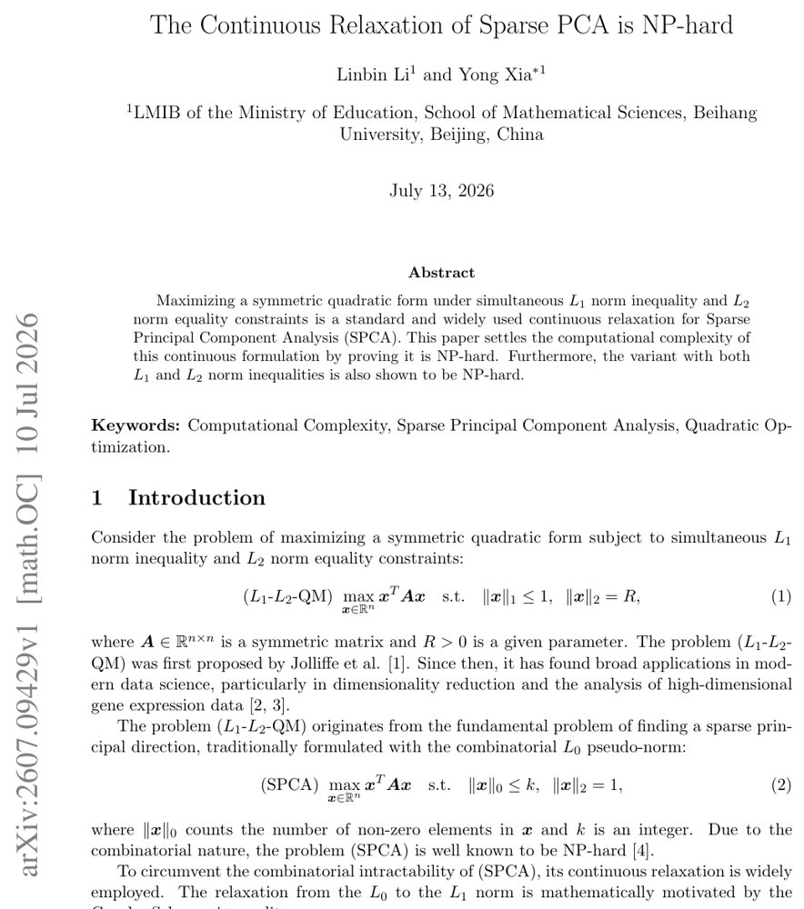 The Continuous Relaxation of Sparse PCA is NP-hard Figure 1
