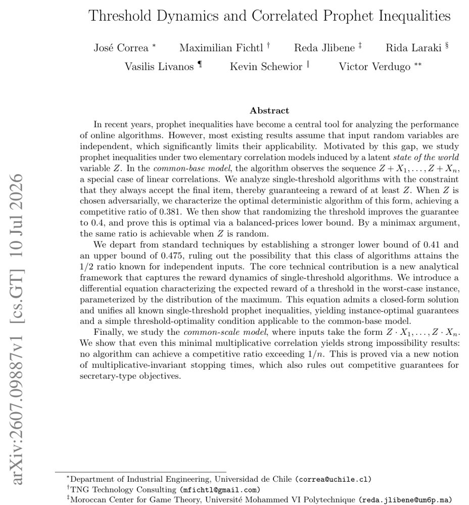Threshold Dynamics and Correlated Prophet Inequalities Figure 1