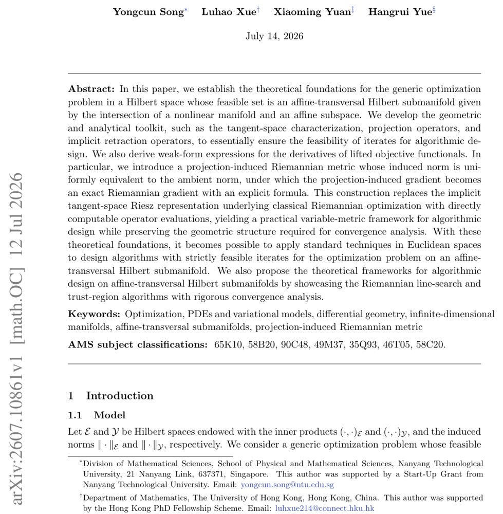 Optimization on Affine-Transversal Hilbert Submanifolds: Part I -- Theoretical Foundations Figure 1
