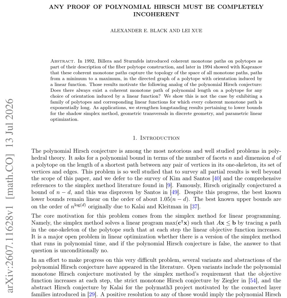 Any Proof of Polynomial Hirsch Must be Completely Incoherent Figure 1
