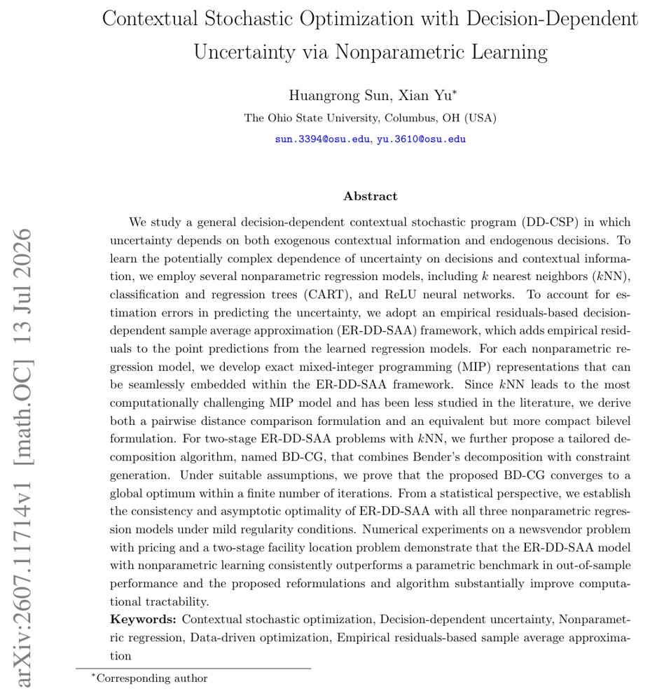 Contextual Stochastic Optimization with Decision-Dependent Uncertainty via Nonparametric Learning Figure 1