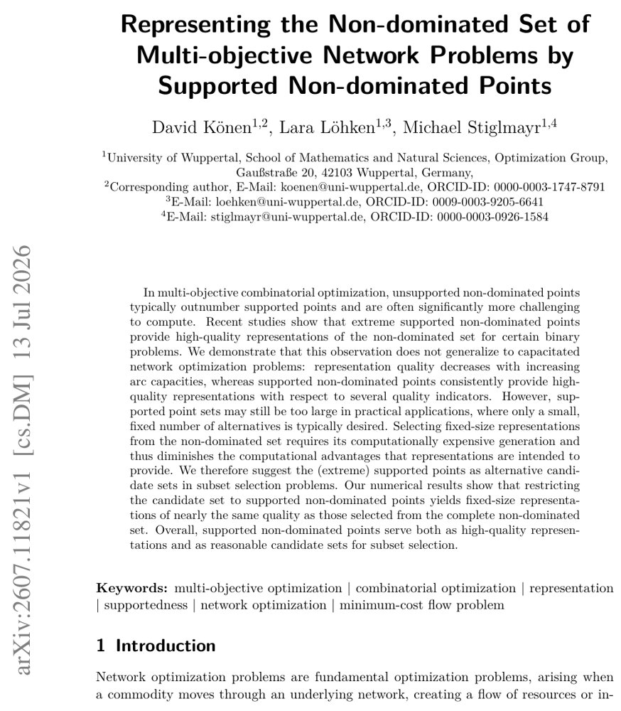 Representing the Non-dominated Set of Multi-objective Network Problems by Supported Non-dominated Points Figure 1