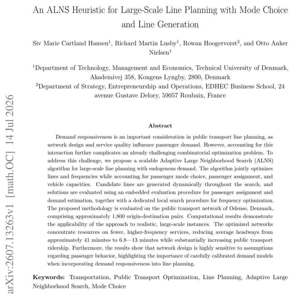 An ALNS Heuristic for Large-Scale Line Planning with Mode Choice and Line Generation Figure 1