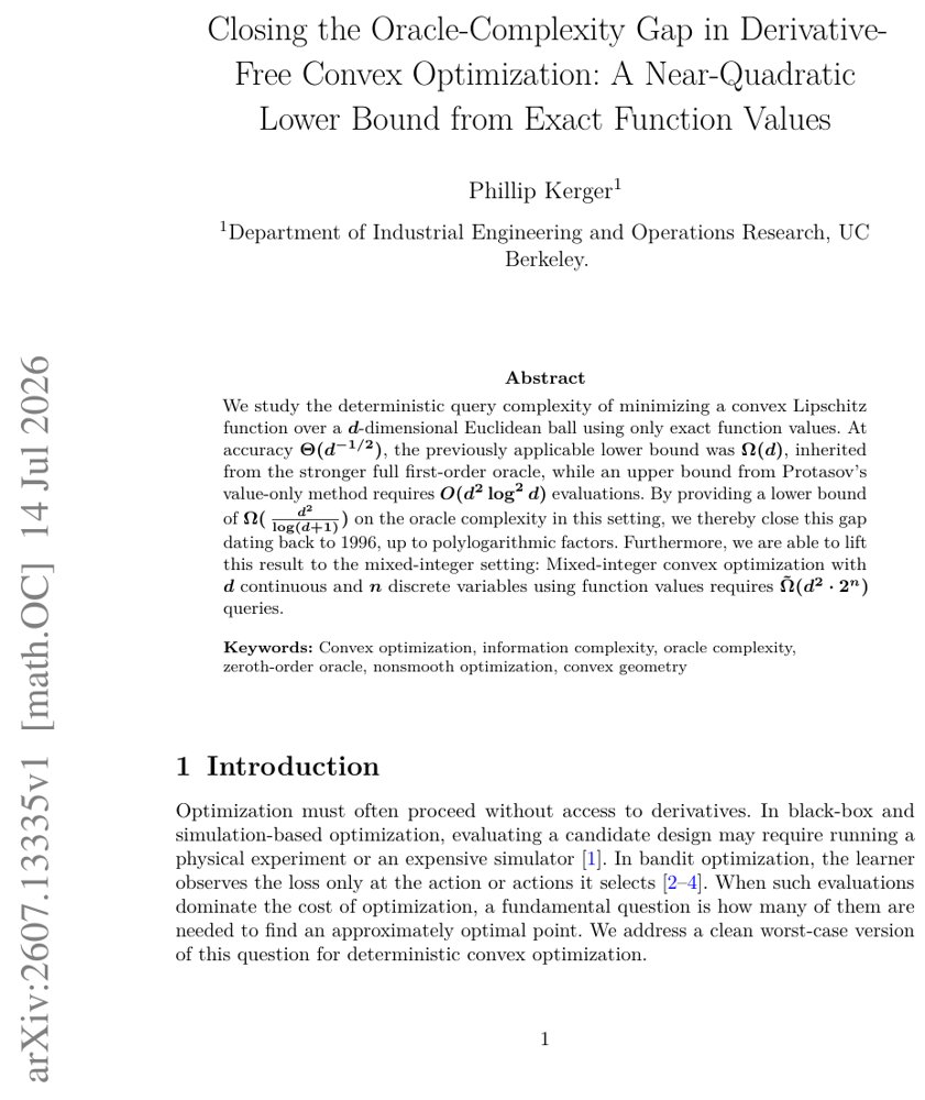 Closing the Oracle-Complexity Gap in Derivative-Free Convex Optimization: A Near-Quadratic Lower Bound from Exact Function Values Figure 1