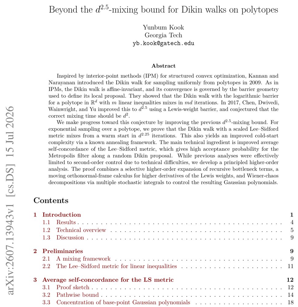 Beyond the $d^{2.5}$-mixing bound for Dikin walks on polytopes Figure 1
